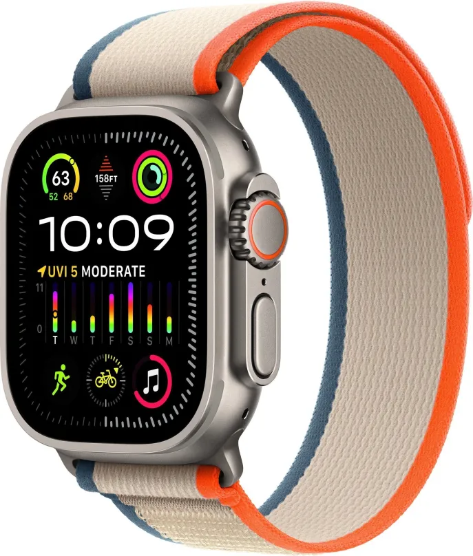 Chytré hodinky Apple Watch Ultra 2 49mm titánové púzdro s oranžovo-béžovým trailovým ťahom - S/M