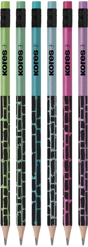 Ceruzka KORES Grafitos Style Metalic Cracked HB, trojhranná - sada 6 ks
