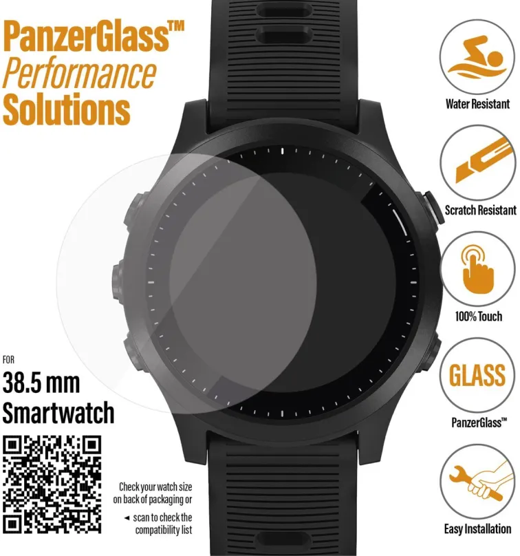 Ochranné sklo PanzerGlass SmartWatch pre rôzne typy hodiniek (38.5mm) číre