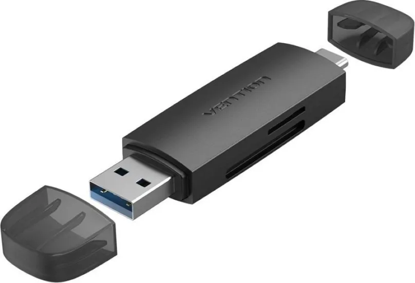 Čítačka kariet Vention 2-in-1 USB 3.0 A+C Card Reader (SD+TF) Black Dual Drive Letter