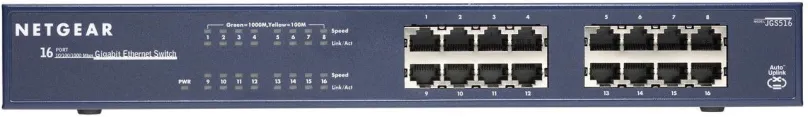 Switch Netgear JGS516, do racku, 16x RJ-45, prenosová rýchlosť LAN portov 1 Gbit