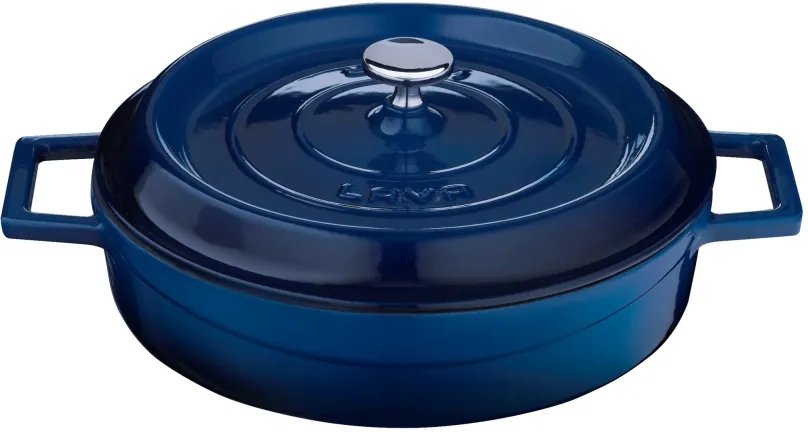 Hrniec LAVA METAL Liatinový hrniec nízky okrúhly 32 cm - modrý