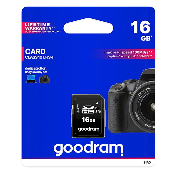 Goodram pamäťová karta Secure Digital Card, 16GB, SDHC, S1A0-0160R12, UHS-I U1 (Class 10)