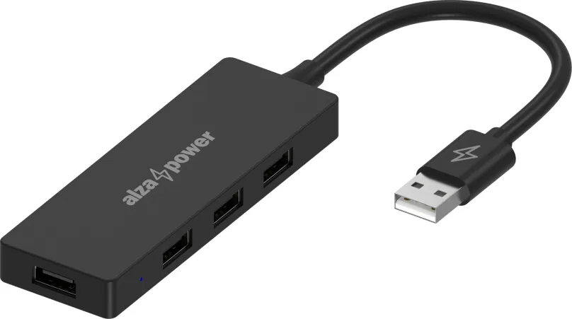 USB Hub AlzaPower FlatCore USB-A (M) na 4× USB-A 2.0 (F) čierny