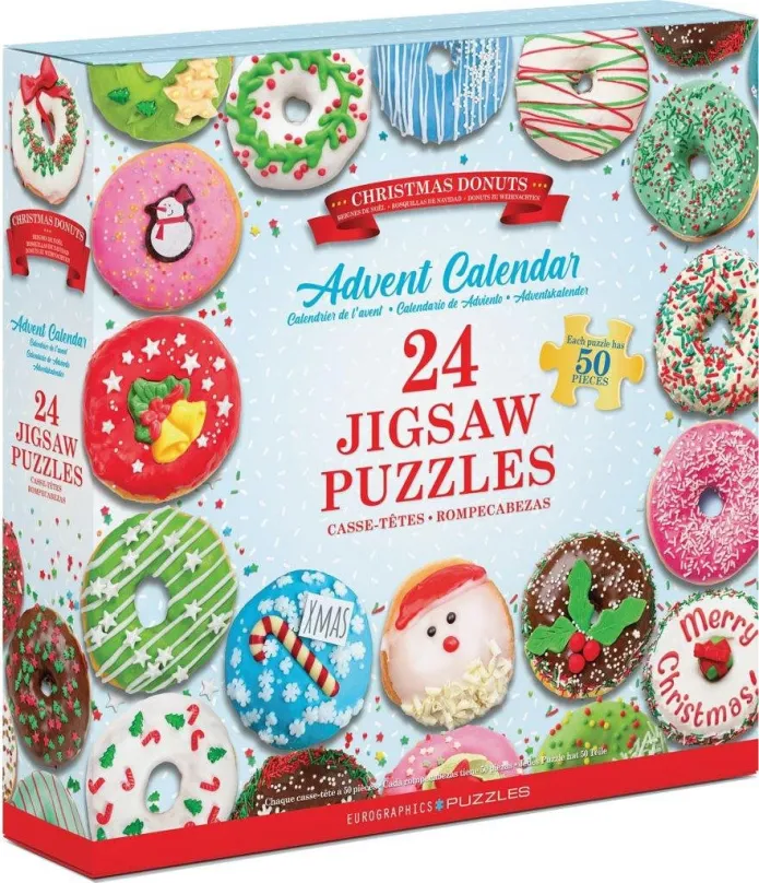 Adventný kalendár EUROGRAPHICS Puzzle Adventný kalendár: Vianočné donuty 24 x 50 dielikov