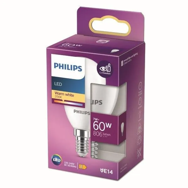 Philips 8719514309647 LED žiarovka 7W/60W | 806lm | 2700K | P48