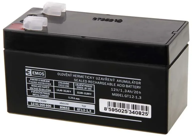 Batéria pre záložné zdroje EMOS Bezúdržbový olovený akumulátor 12 V/1,3 Ah, fastón 4,7 mm