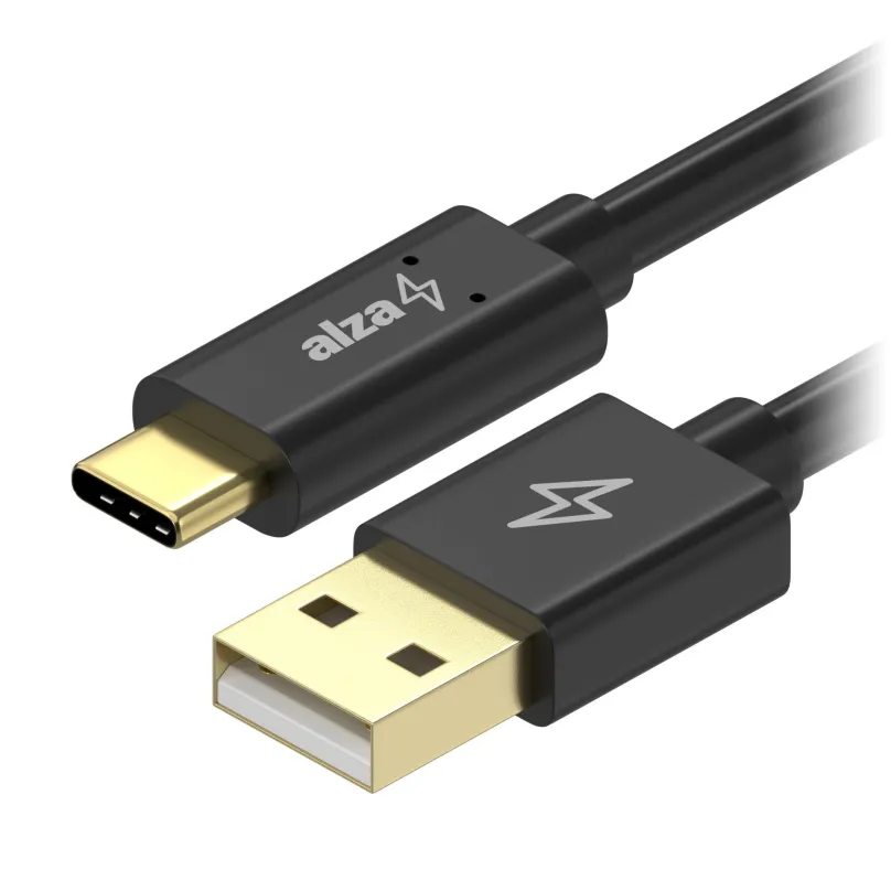 Dátový kábel AlzaPower Core Charge 2.0 USB-C 2m čierny