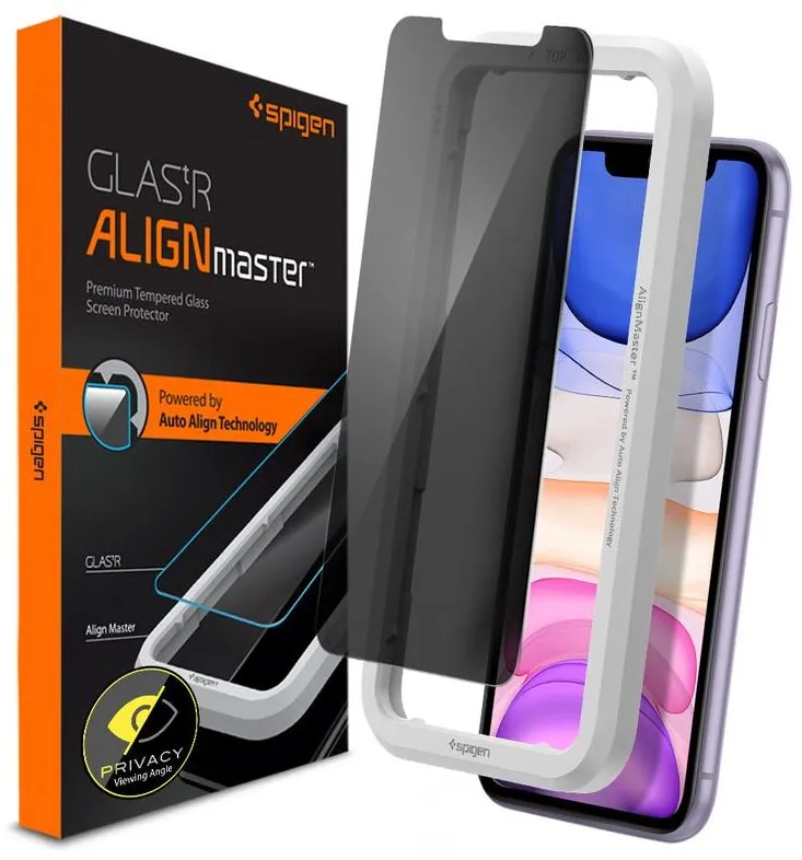Ochranné sklo Spigen AlignMaster Privacy 1 Pack iPhone 11, pre Apple iPhone 11, zaoblenie