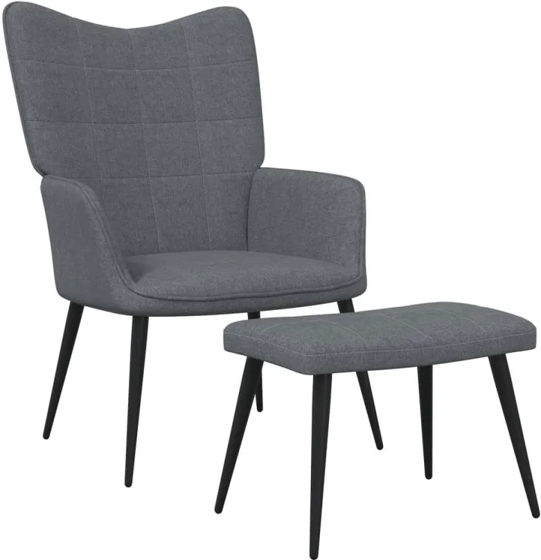 Kreslo Relaxačné stoličky so stoličkou tmavo šedá textil, 327953