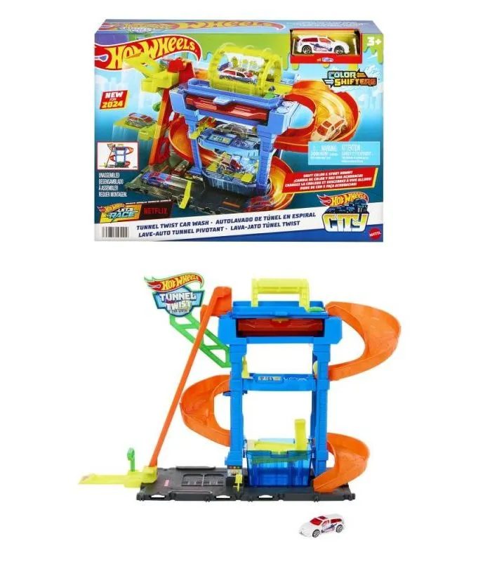 Hot Wheels® City Color Shifters Autoumývačka s otočným tunelom, HTN80