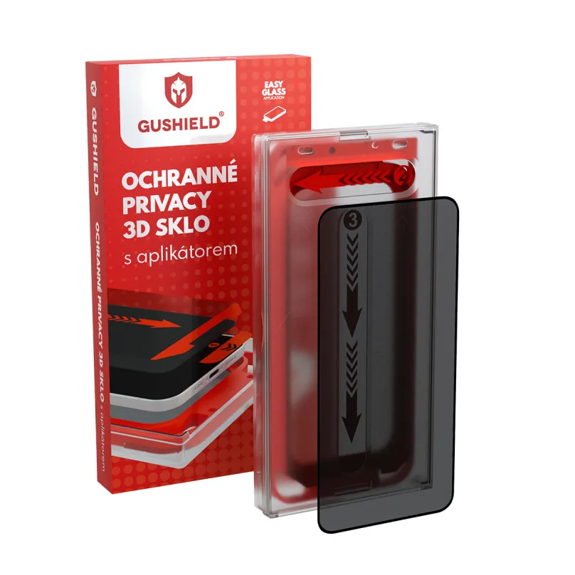 Gushield Ochranné privacy 3D sklo s aplikátorom iPhone 14 Pro GUGP011 (zatmavujúce)