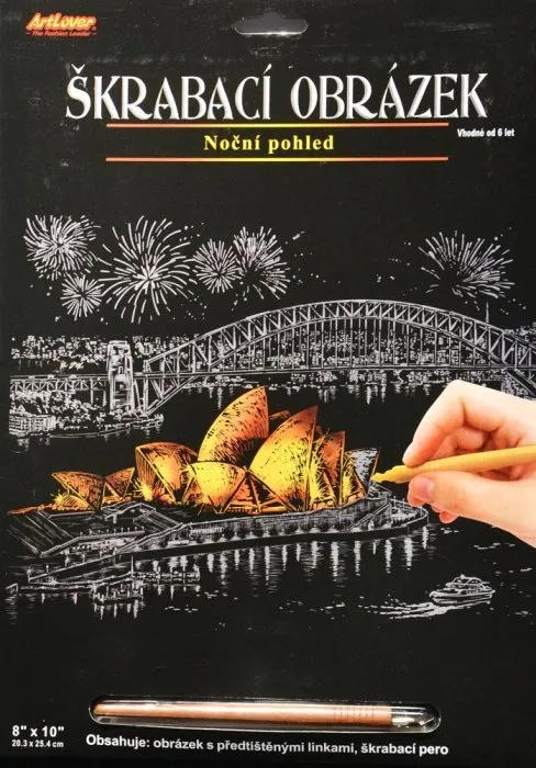 ARTLOVER Škrabací obrázok (zlatý) - Nočný pohľad na Operu v Sydney