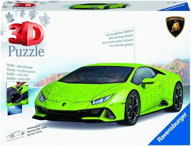 3D puzzle Ravensburger 3D puzzle 112999 Lamborghini Huracán Evo zelené 108 dielikov