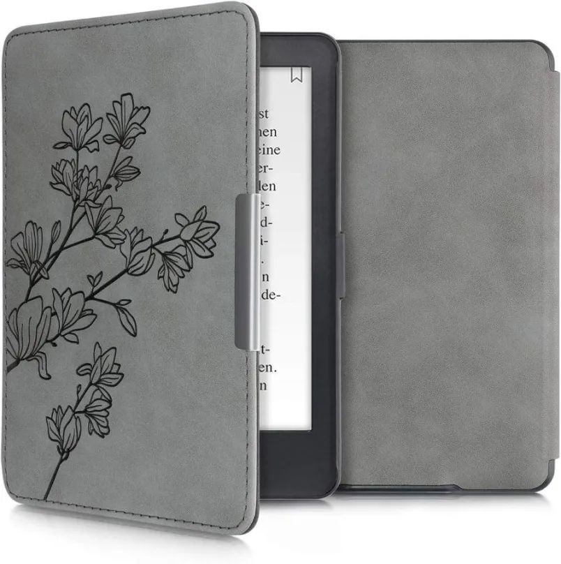 Púzdro na čítačku kníh KW Mobile - Magnolias - KW4974704 - púzdro pre Amazon Kindle Paperwhite 1/2/3 - šedé