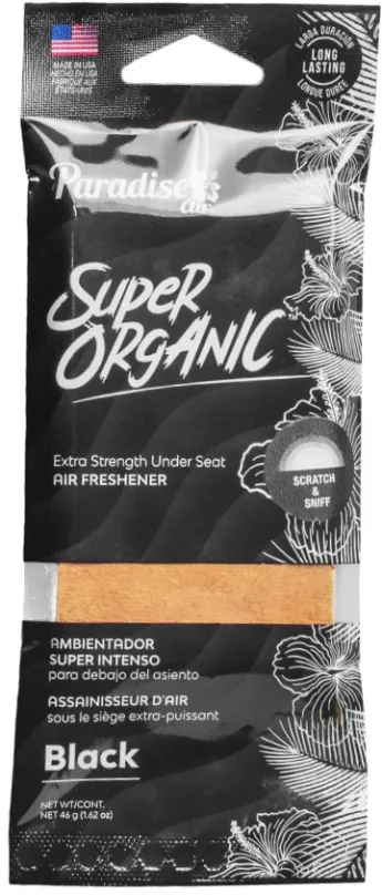 Vôňa do auta Paradise Air Super Organic Air Freshener, vôňa Black