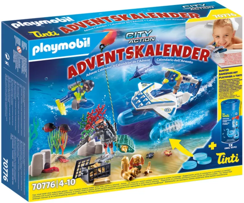 Adventný kalendár Playmobil 70776 Adventný kalendár "Zábava vo vode - Nasadenie policajných potápačov"