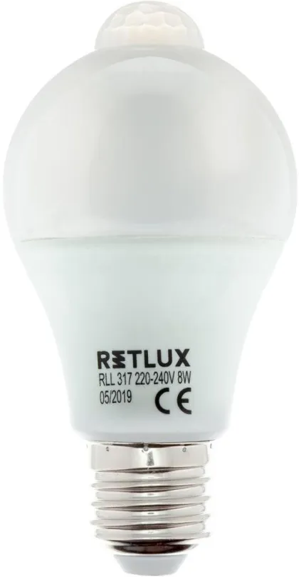 LED žiarovka RETLUX RLL 317 A60 E27 PIR žiarovka 8W WW