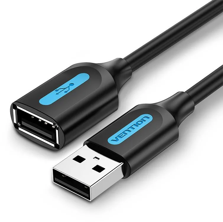 Dátový kábel Vention USB 2.0 Male to USB Female Extension Cable 3m Black PVC Type