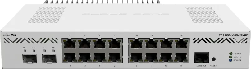 Router Mikrotik CCR2004-16G-2S+PC, 18 x LAN, 4000 MB RAM, 128 MB Flash úložisko, porty RJ-