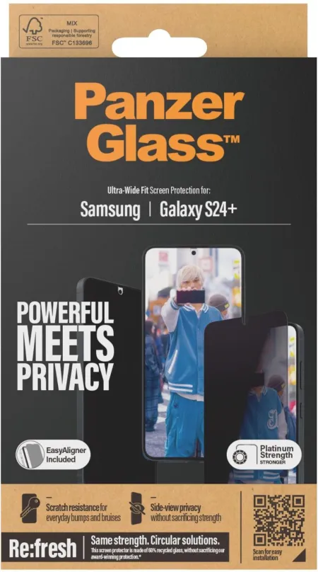 Ochranné sklo PanzerGlass Privacy Samsung Galaxy S24+ s inštalačným rámčekom