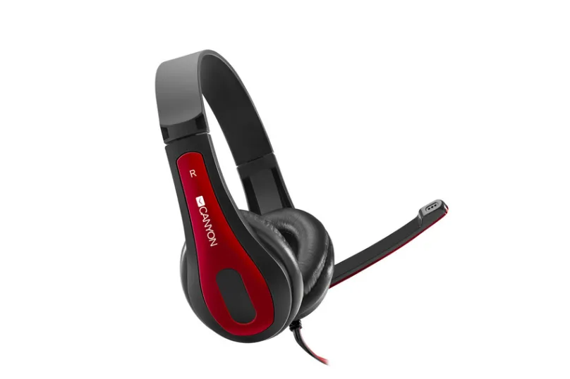 CANYON headset HSC-1, ľahký, 3,5 mm jack TRRS, čierno-červená