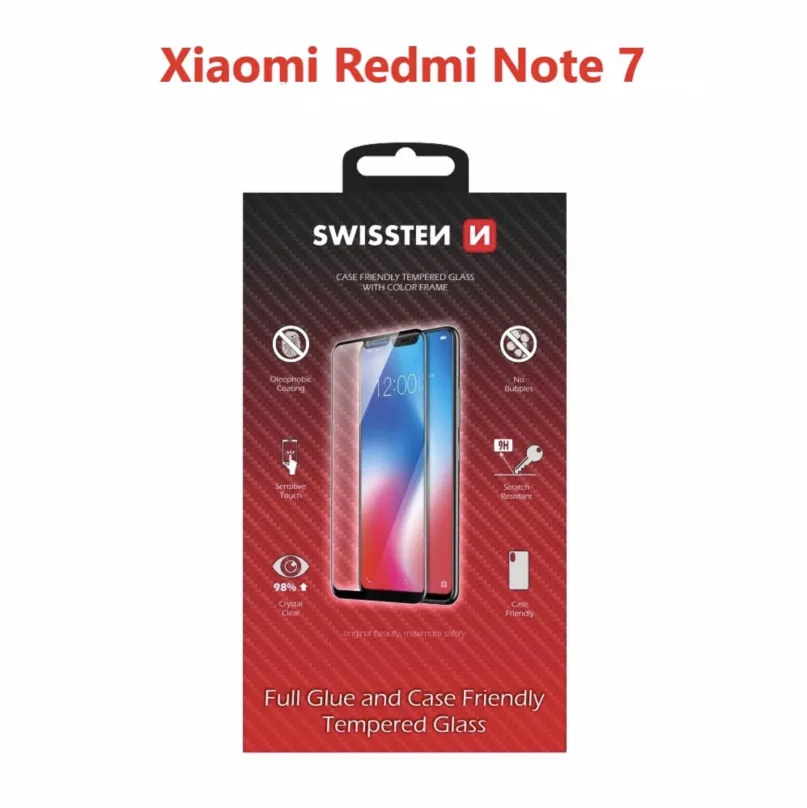Ochranné sklo Swissten Case Friendly pre Xiaomi Redmi Note 7 čierne
