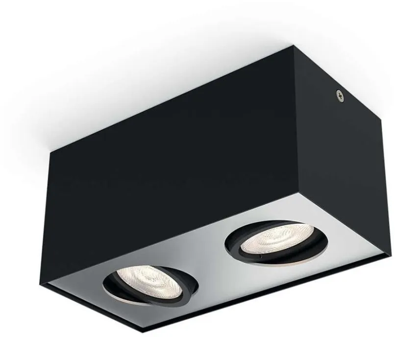 Philips 50492/30/P0 LED stropné bodové svietidlo Box 2x3,5W | 1000lm | 2200-2700K - stmievateľné, EyeComfort, čierna