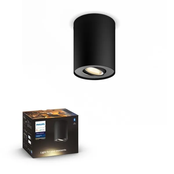 Philips Hue 8719514338524 LED stropné bodové svietidlo Pillar stropné bodové svietidlo D103mm 1x5,5W | GU10 | 350lm | 2200-6500K - White Ambience, stmievateľné, BlueTooth, čierna