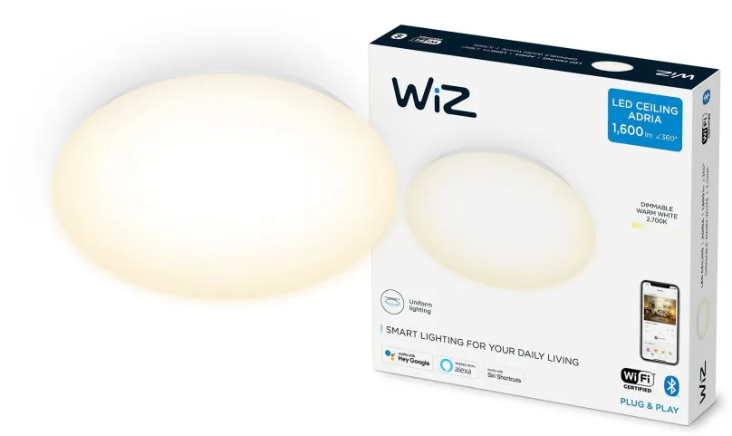 WiZ Dimmable 8719514338050 LED stropné svietidlo Adria 1x17W | 1600lm | 2700K - stmievateľné, biela