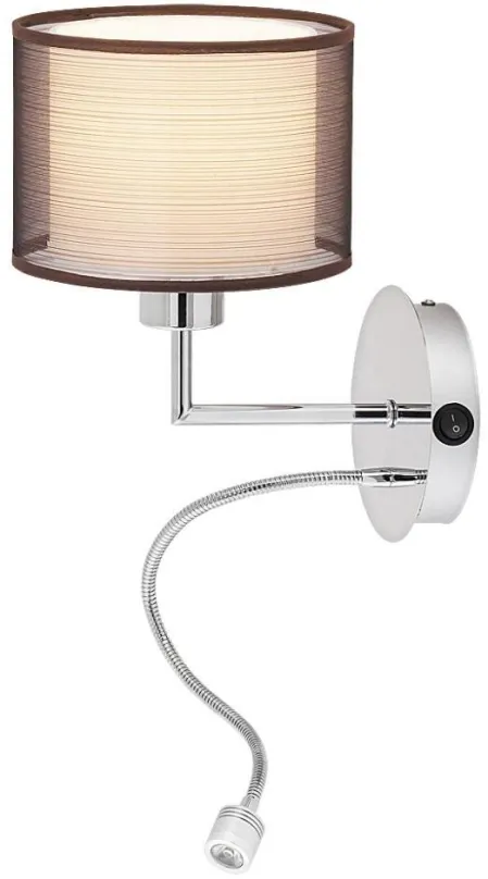 Rabalux 2629 LED nástenné svietidlo Anastasia 1x60W + LED 1W | E27 | 85lm | 4000K - hnedá, chróm