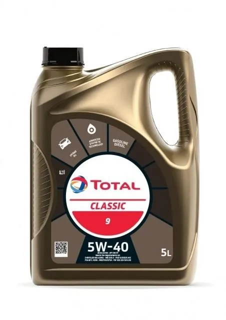 Motorový olej TOTAL CLASSIC 5W-40 5l, 5W-40, syntetický, API CF, CZ distribúcia, objem 5l