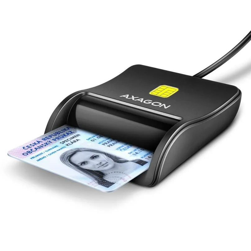 Čítačka eObčianok AXAGON CRE-SM3N Smart card / ID card FlatReader, USB-A cable 1.3 m