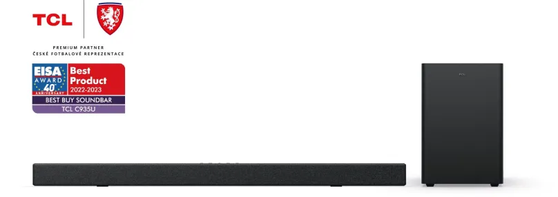 SoundBar TCL C935U, 5.1.2, s výkonom 780 W, aktívny bezdrôtový subwoofer, HDMI (2x vstup,