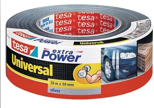 Lepiaca páska tesa Extra Power Universal, textilná, strieborná, 50m:50mm