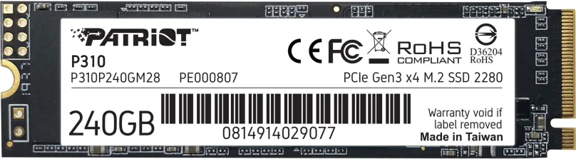 SSD disk Patriot P310 240GB, M.2 (PCIe 3.0 4x NVMe), QLC (Quad-Level Cell), rýchlosť čítan