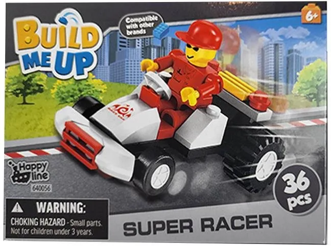 Stavebnica Mikro trading BuildMeUp stavebnica super racer - Autíčko biele s panáčikom 36 ks