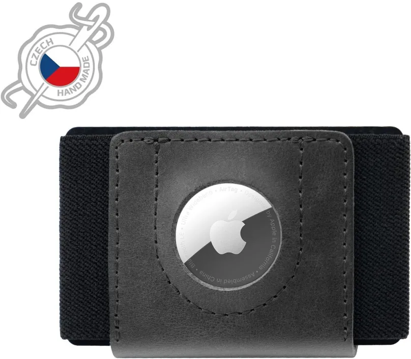 Peňaženka FIXED Tiny Wallet for AirTag z pravej hovädzej kože čierna