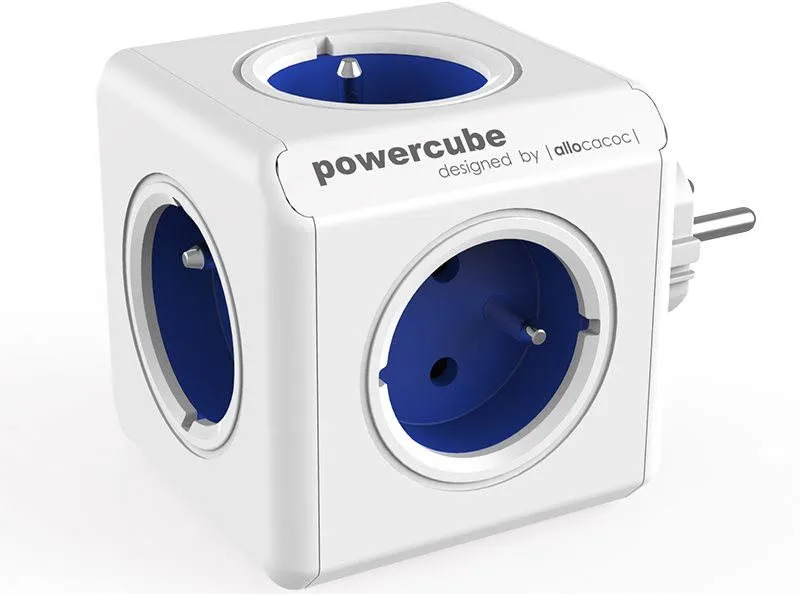 Zásuvka PowerCube Original modrá, – 5 výstupov, detská poistka, uzemnenie