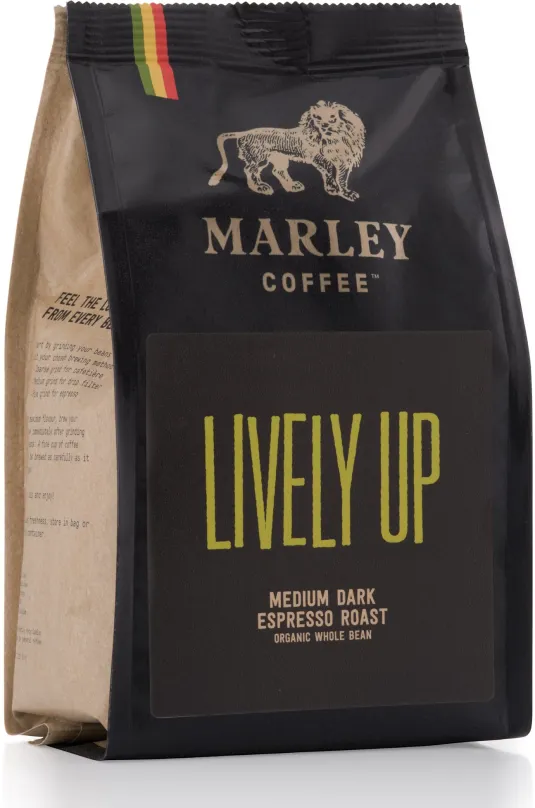 Káva Marley Coffee Lively Up! - 1kg, zrnková, 100% arabica, pôvod Zmes rôzneho pôvodu,