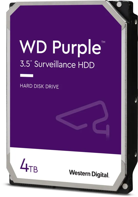 Pevný disk WD Purple 4TB, 3.5", SATA III, maximálna rýchlosť prenosu 150 MB/s, cache