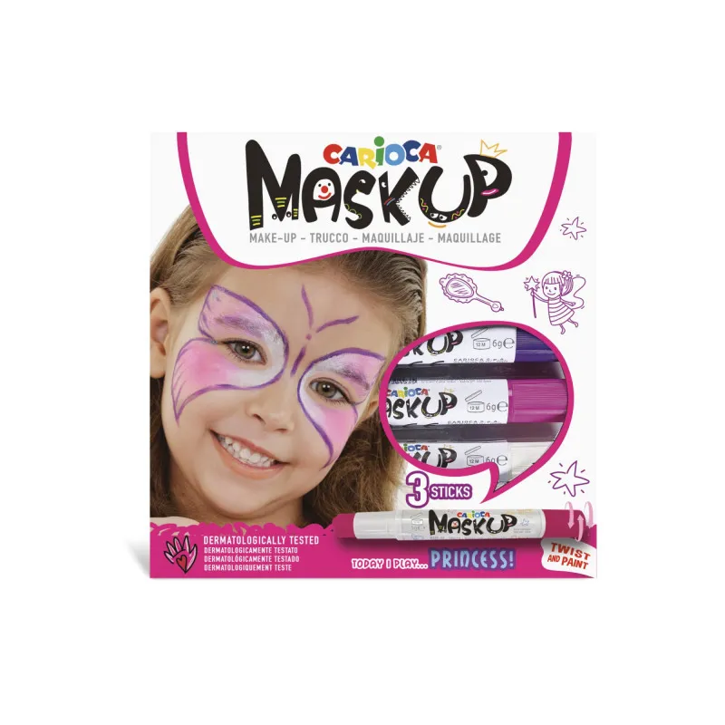 Carioca Mask Up farby na tvár Princess 3 ks