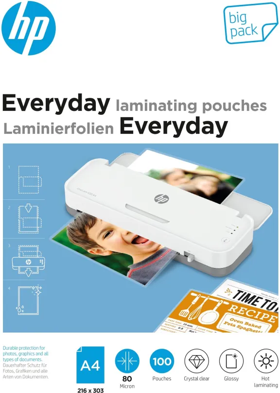 Laminovacie fólie HP Everyday A4 80 Micron Big Pack, 100 ks