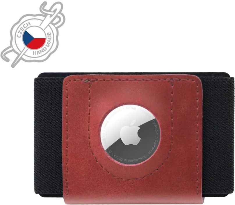 Peňaženka FIXED Tiny Wallet for AirTag z pravej hovädzej kože červená