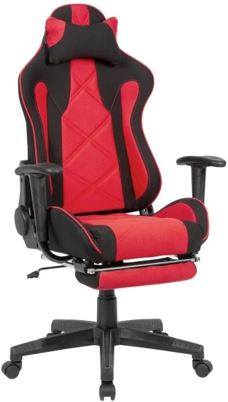 Herná stolička BRÜXXI Loren, textilná poťahovina, čierna / červená