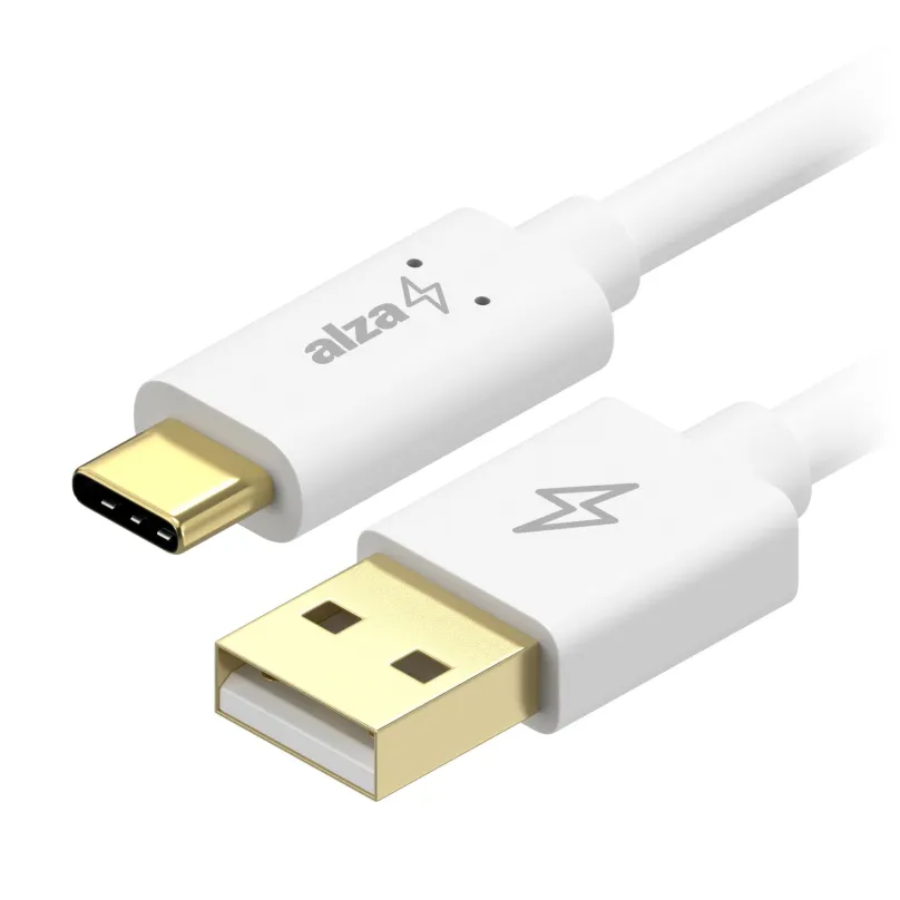 Dátový kábel AlzaPower Core Charge 2.0 USB-C 0.5m biely