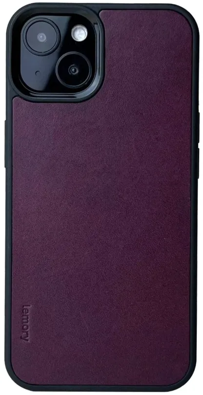 Kryt na mobil Lemory iPhone 14 kožený kryt purpurová, pre Apple iPhone 14, materiál koža,