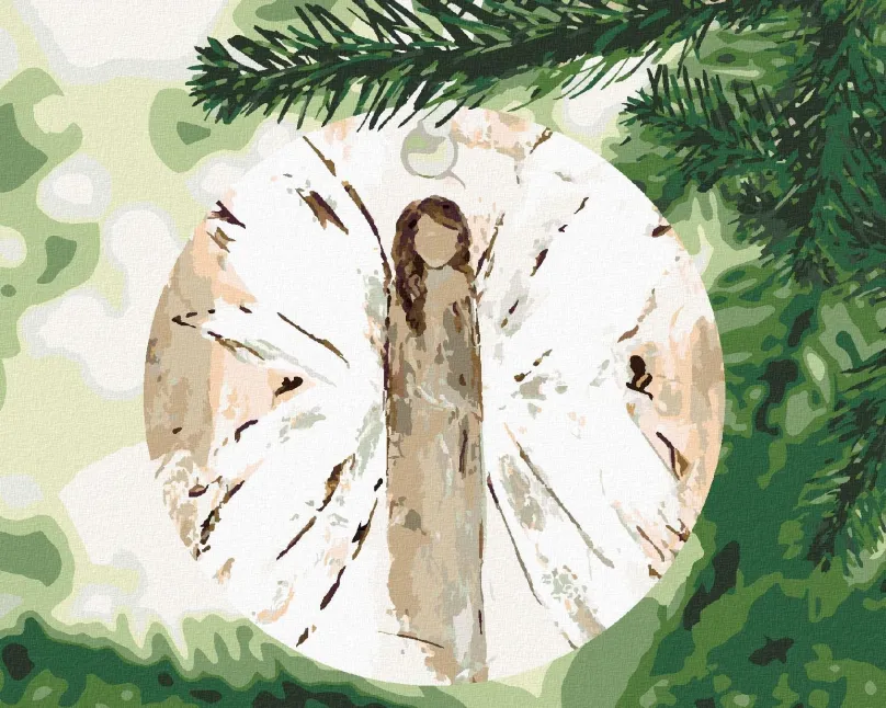 Maľovanie podľa čísel Anjel na stromčeku 2 (Haley Bush), 80x100 cm, vypnuté plátno na rám