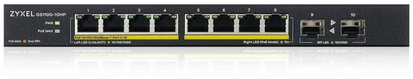 Switch Zyxel GS1100-10HP-EU0102F, desktop, 10x RJ-45, 2x SFP, Auto-MDI/MDIX, plug and Pl