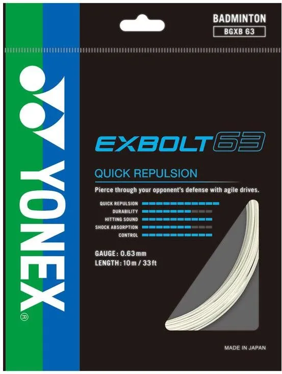 Bedmintonový výplet Yonex Exbolt 63, 0,63mm, 10m, WHITE